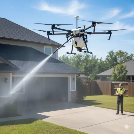 Démoussage de toiture, nettoyage de bâtiment : Drone